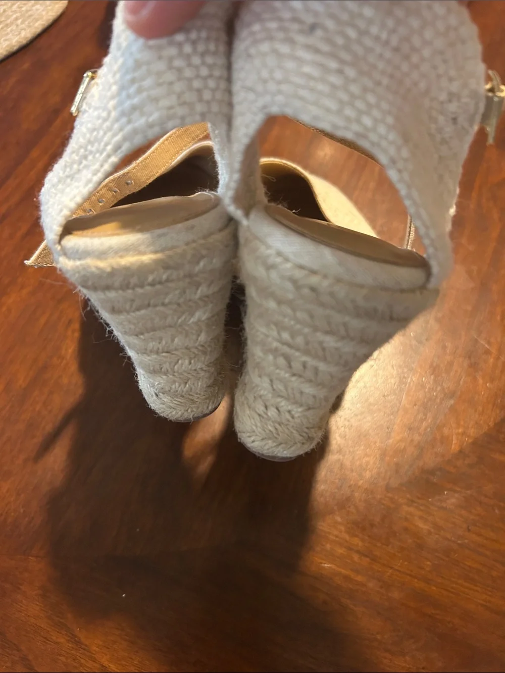 J.Crew Cream Linen Espadrille Wedge Sandals with Ankle Strap